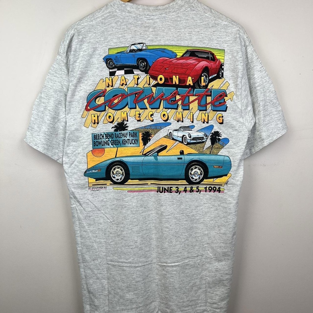 Vintage 1994 National Corvette Homecoming T-Shirt Gray L Tee Jays Car Graphic